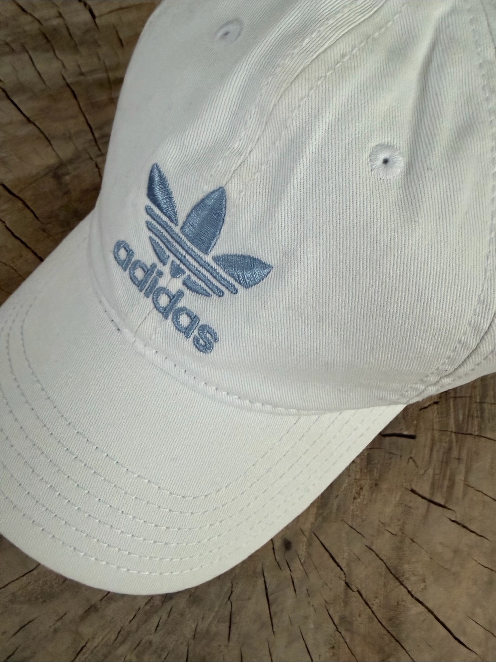 adidas White Cap with Light Blue Trefoil Embroidery